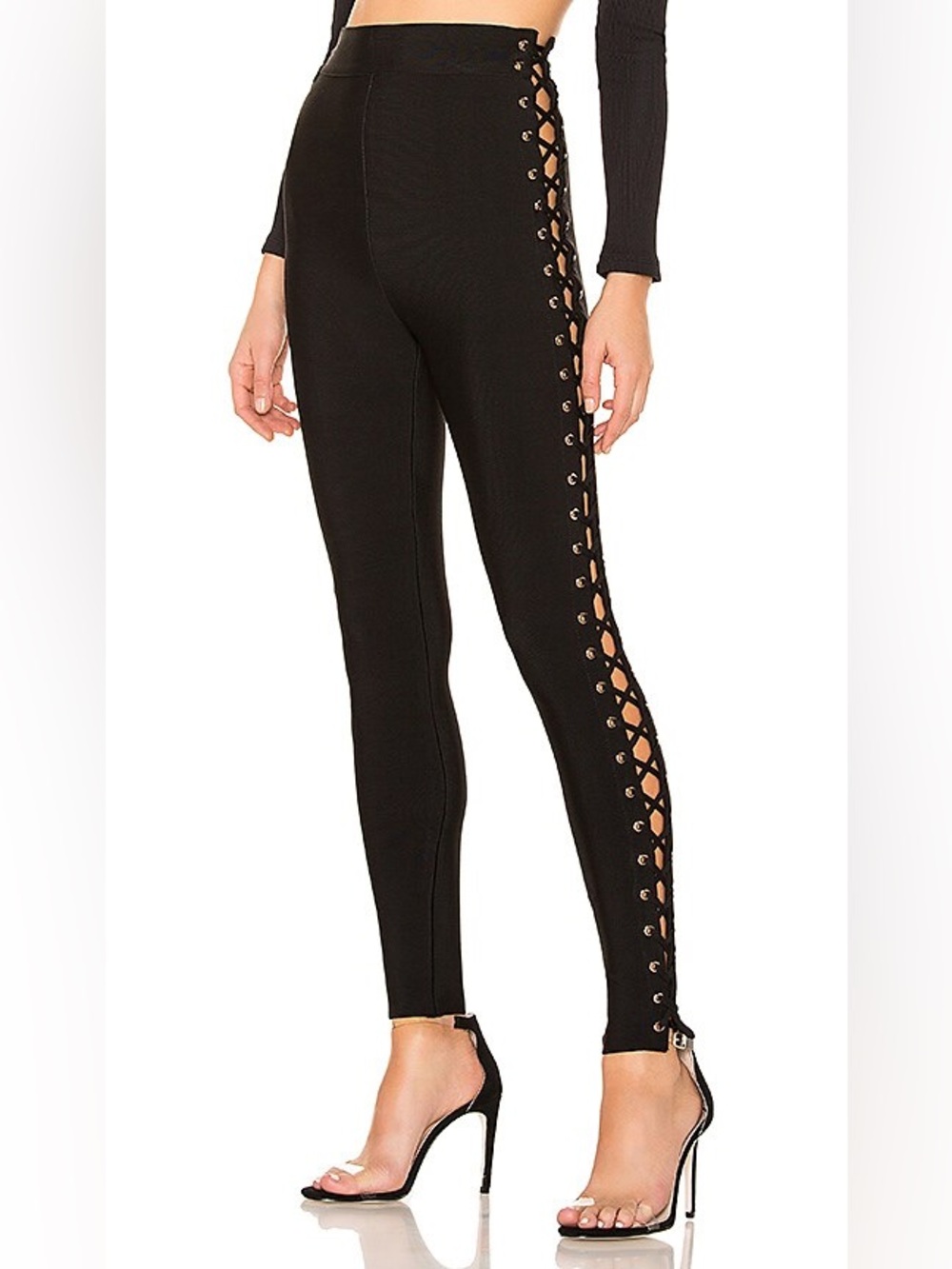 NBD x Naven Jada Pants Black Lace Up Side Leggings Revolve Size Small